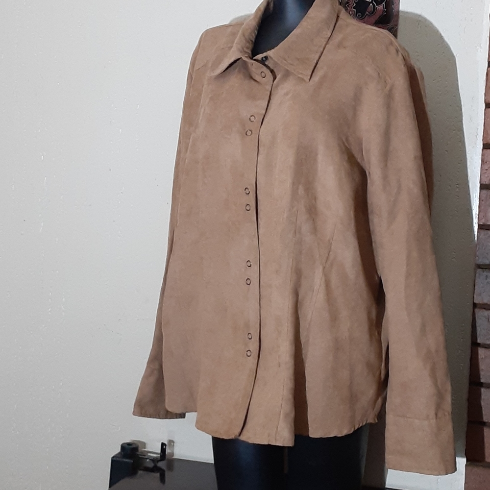 Suede button down top
